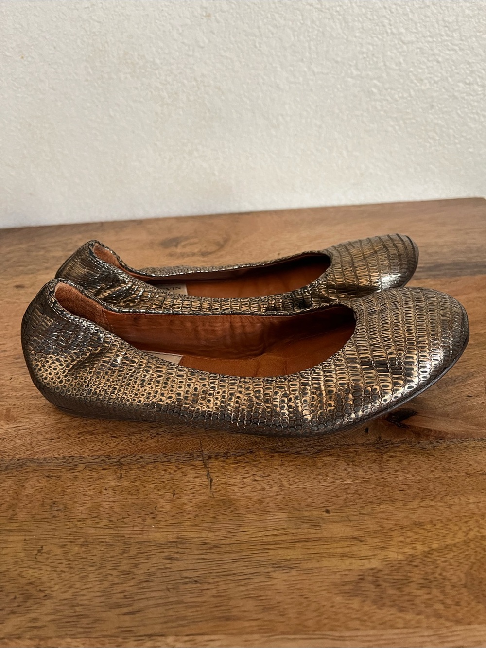 Lanvin Women's Metallic Leather Ballet Flat Shoes Size EU 38